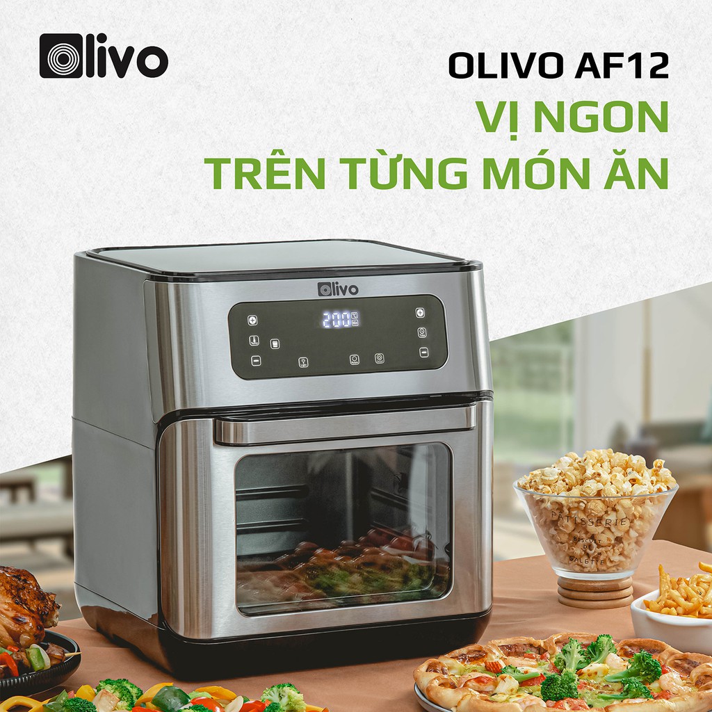 Nồi Chiên Không Dầu OLIVO AF12 [Hàng Chính Hãng] Dung Tích 12L - Công Suất 1800W - Thương Hiệu Mỹ