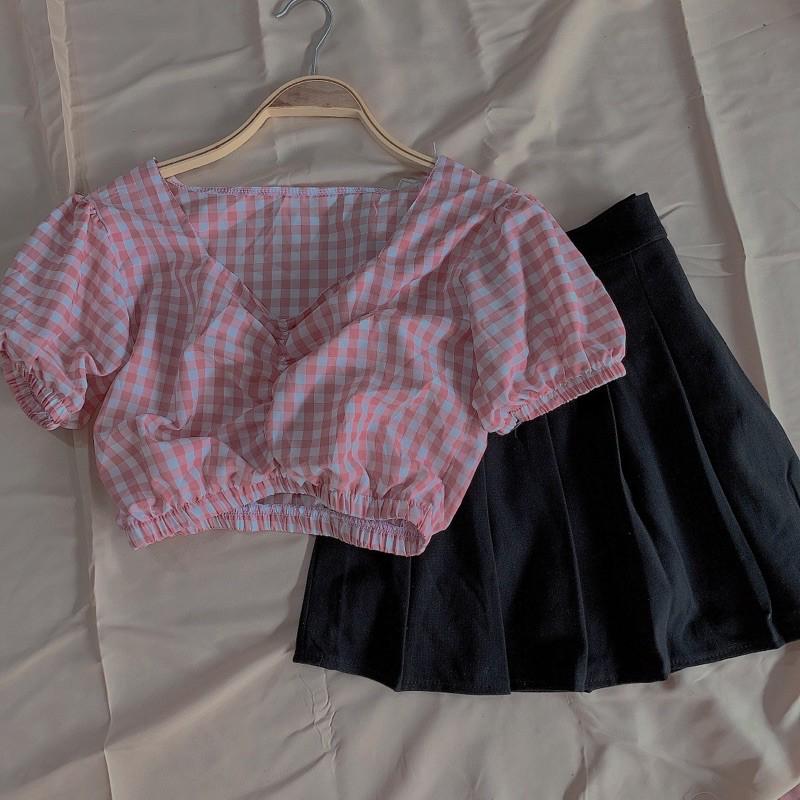 SET ÁO CARO PHỐI CHÂN VÁY TENNIS