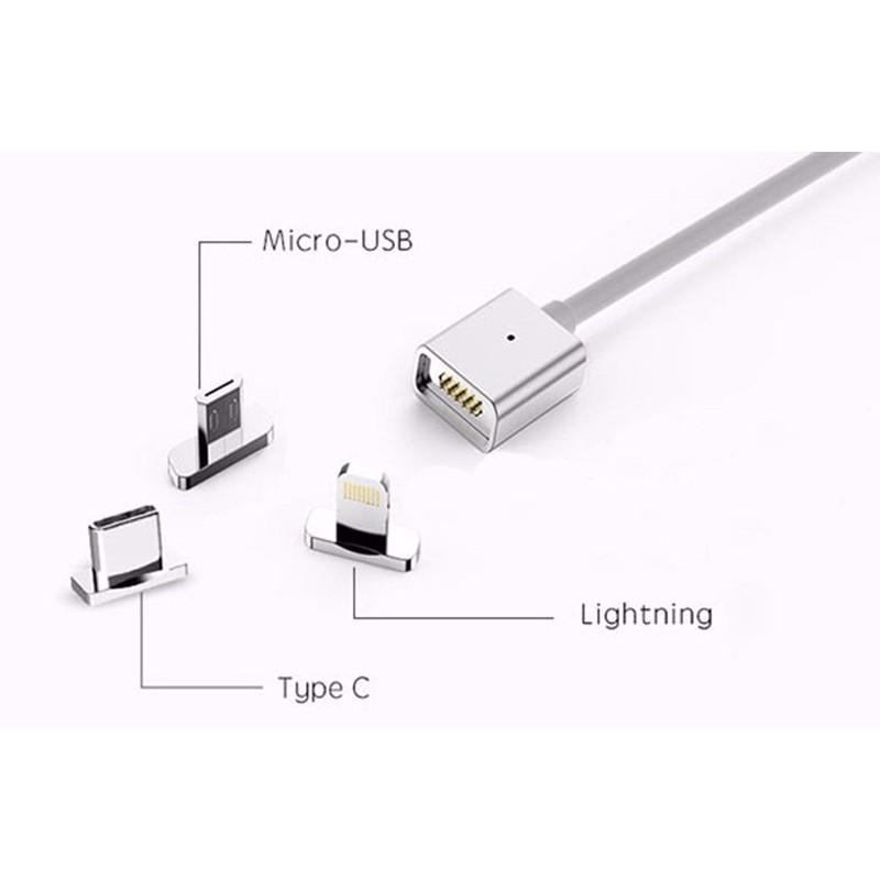 Cáp sạc điện thoại từ tính nam châm hít Type C, iphone, samsung 3 đầu