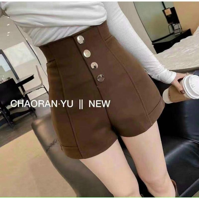 Quần Short nữ SN044 cạp cao 4 khuy giữa, quần sóc đùi tuyết mưa