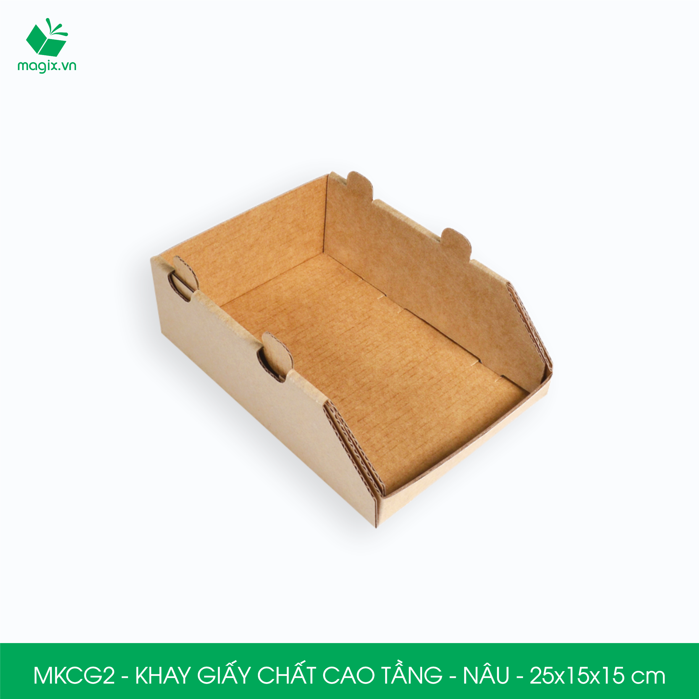 MKCG2 - 25x15x15 cm - 20 Khay giấy chất cao tầng bằng giấy carton siêu cứng, kệ giấy đựng đồ văn phòng, khay đựng dụng cụ, khay linh kiện, kệ phân loại dụng cụ