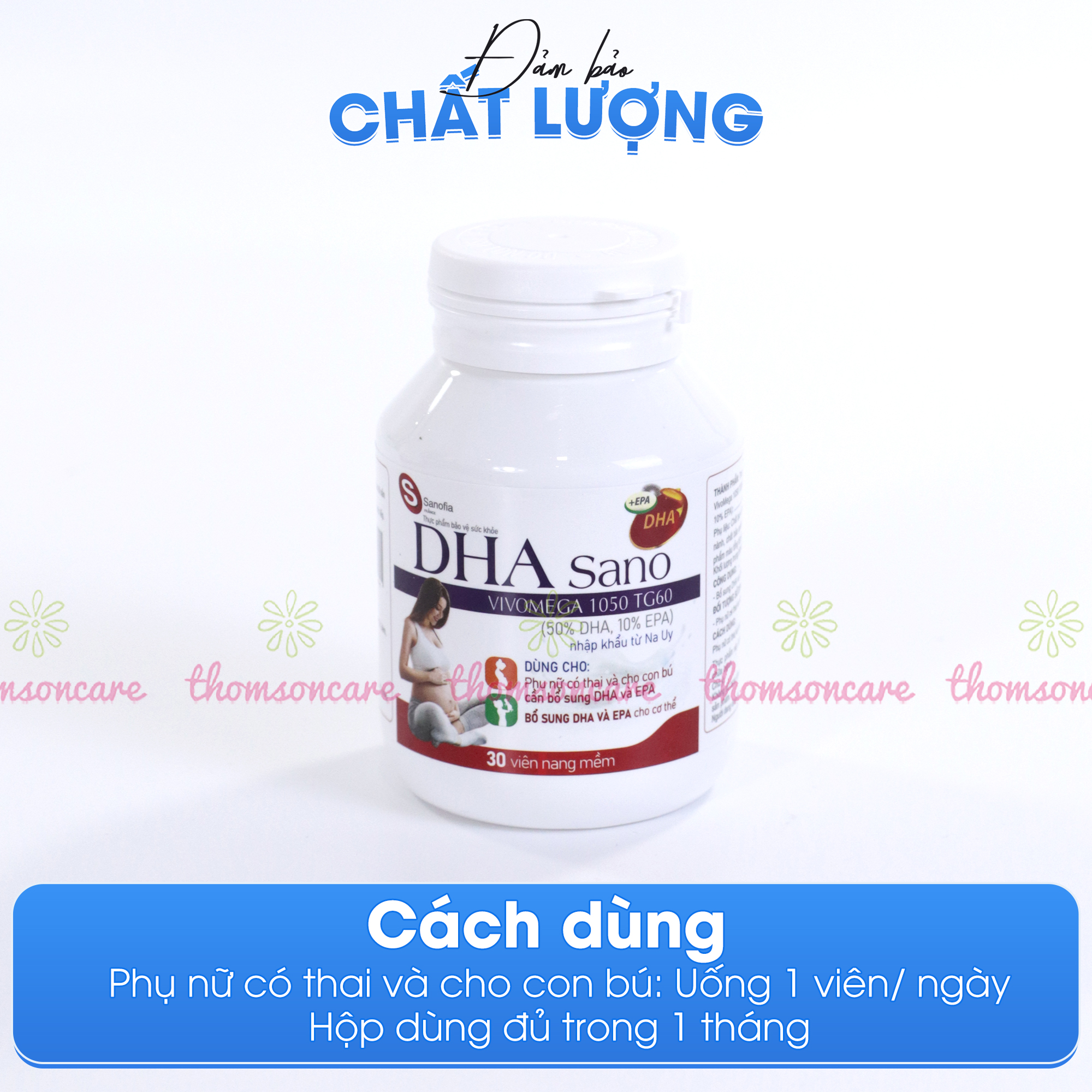 Viên uống DHA cho bà bầu DHA Sano Sanofia France-Bổ sung DHA và EPA giúp mẹ khỏe, thai nhi phát triển tốt - Hộp 30 viên