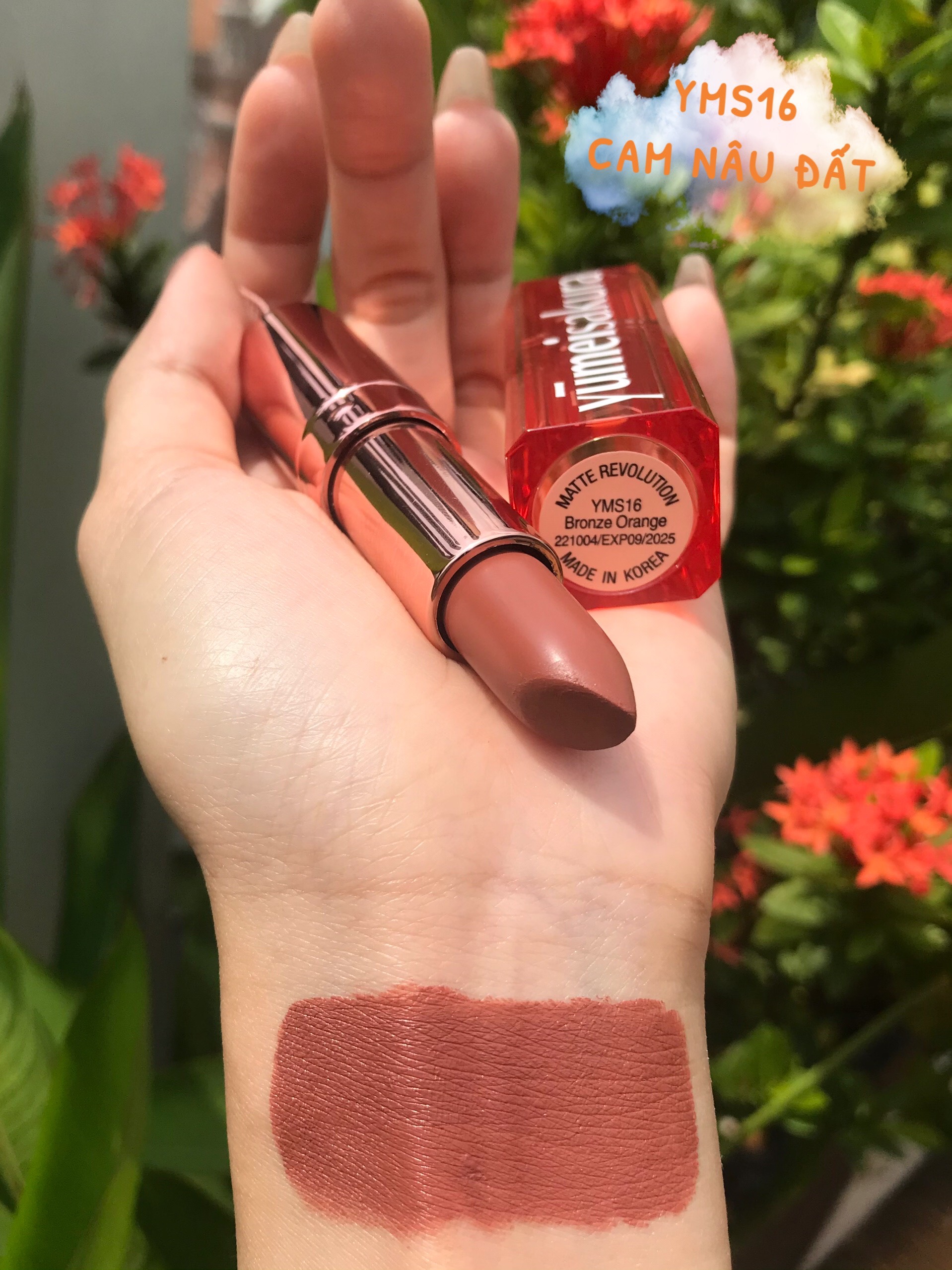 Hình ảnh Son Thỏi Lì Mịn Chotto Matte Yumeisakura Cam Nâu Đất Bronze Orange Pink Lipstick YMS16 3.5g