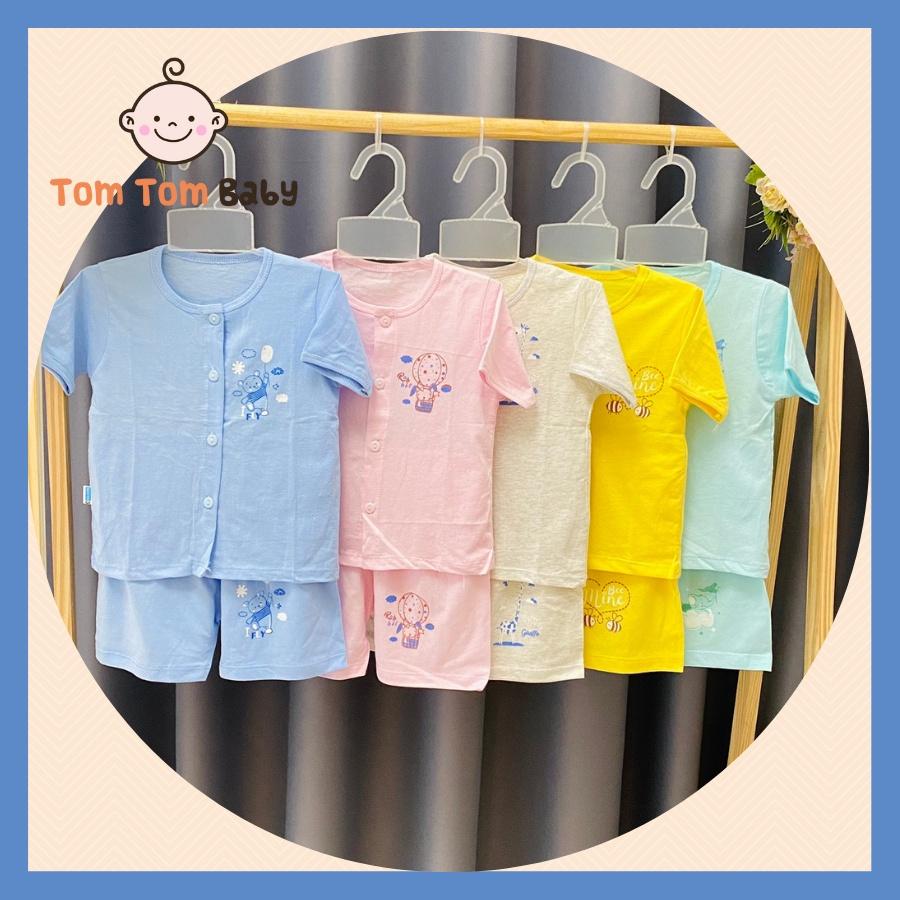 Set 5 bộ quần áo trẻ em sơ sinh Thái Hà Thịnh - Mẫu Tay Ngắn Cài Nút Giữa Màu - Size 1-5 cho bé sơ sinh - 12kg