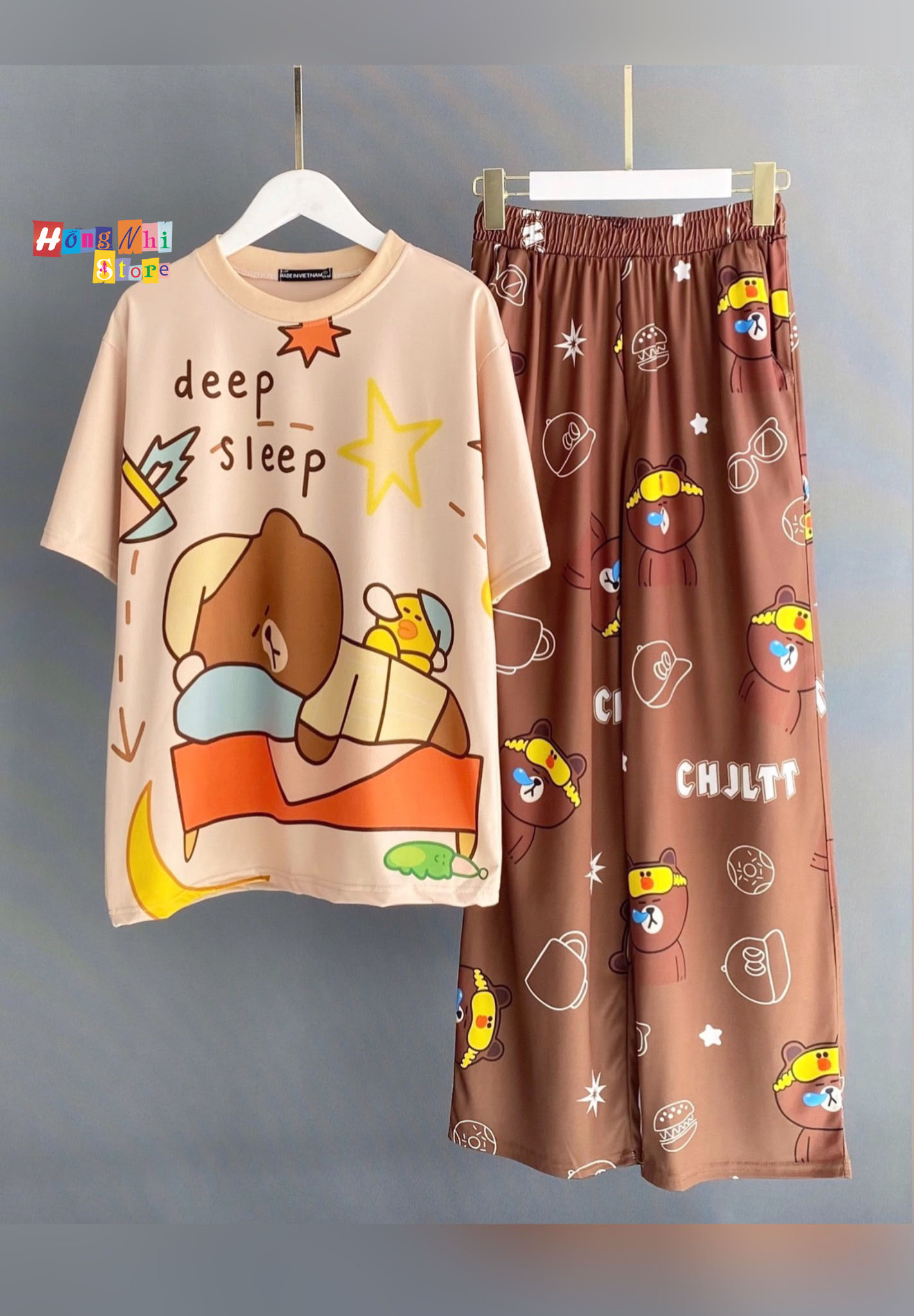 Quần Hoạt Hình Dài Gấu Nâu Ngủ Ống Rộng Cartoon Pant V2 Oversize Ulzzang Unisex - MM