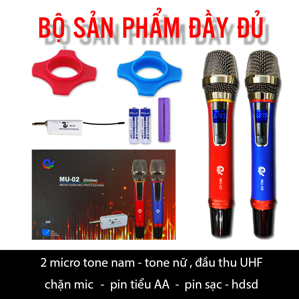 Micro Không Dây - Mích Hát Karaoke MU02 - Chuyên Dành Cho Mọi Loa Kéo, Âm Ly - Tần Số 50, Hát Nhẹ Và Êm - Phù Hợp Cho Những Bữa Tiệc Dã Ngoại - Hàng Nhập Khẩu