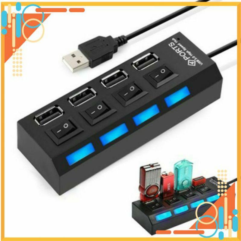 BỘ CHIA USB HUB MÀU ĐEN TRẮNG CHIA USB THÀNH 4 CỔNG CÓ CÔNG TẮC TIỆN DỤNG