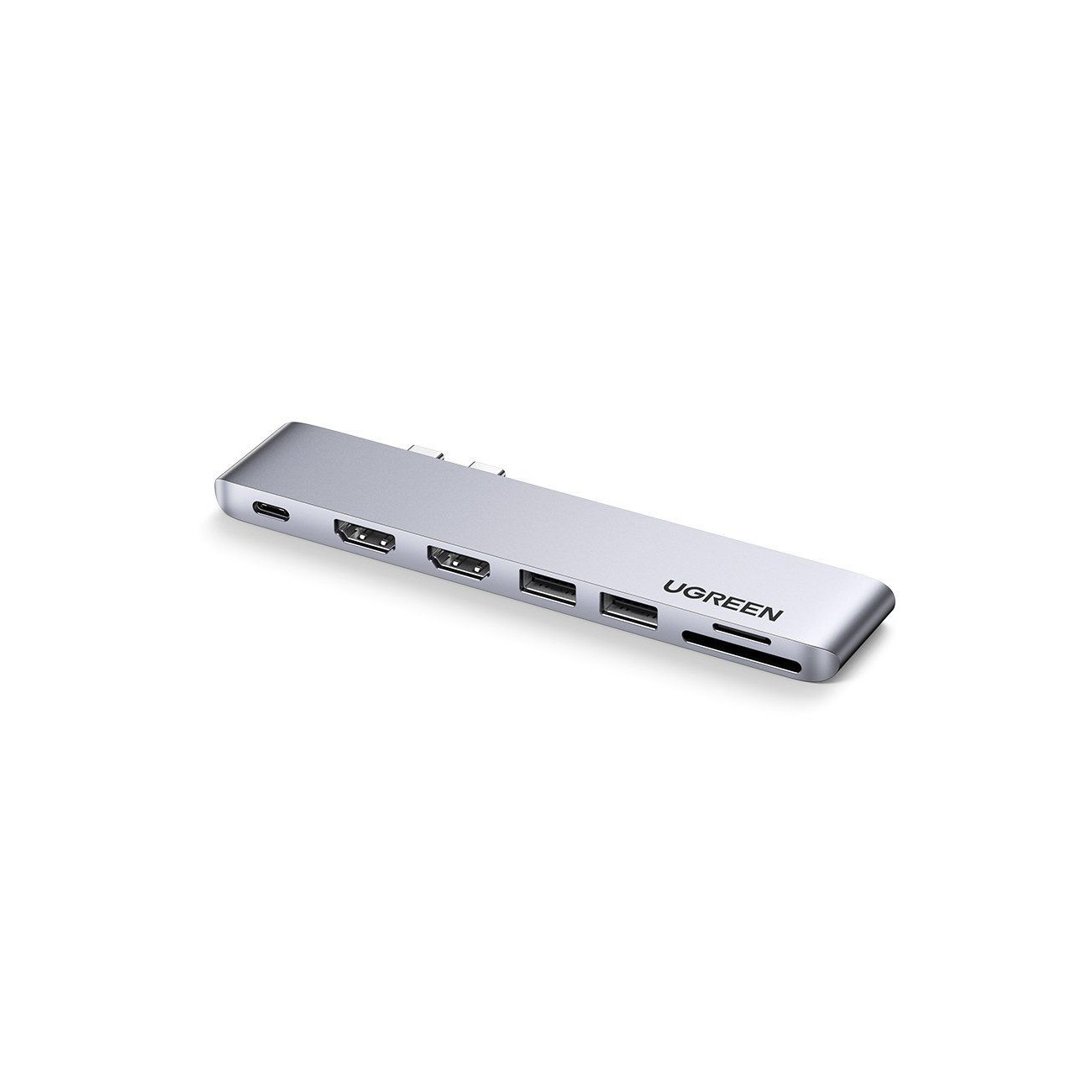 USB type C sang 2*USB 3.0+ 2xhdmi + SD&TF + sạc 100W PD thunderbolt 3 macbook Ugreen 80548 CM356 Hàng Chính Hãng