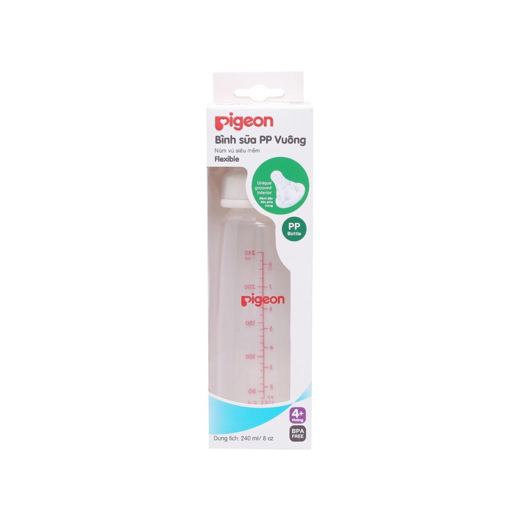 Bình sữa cho bé Pigeon vuông 240ml - Hàng Chính Hãng