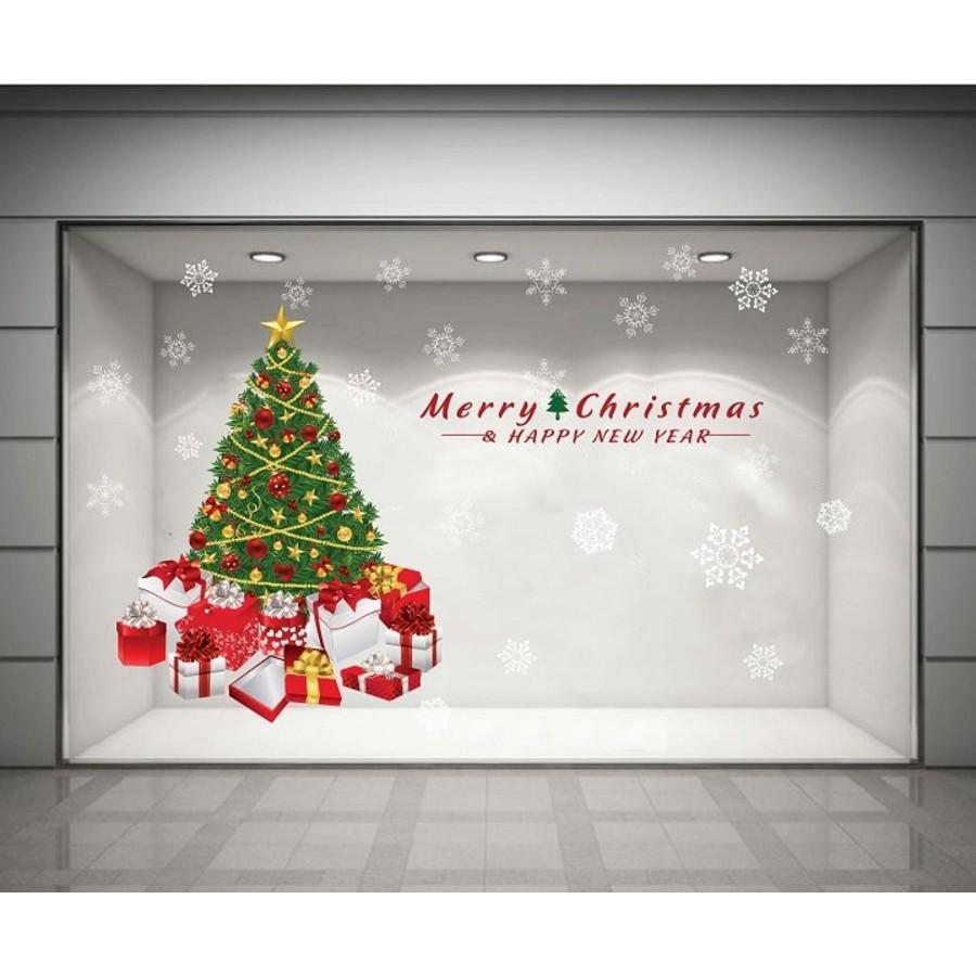 Decal trang trí noel trên cửa kính đẹp 2020 - Giấy dán kính trang trí noel có keo sẵn dễ dán TPHCM