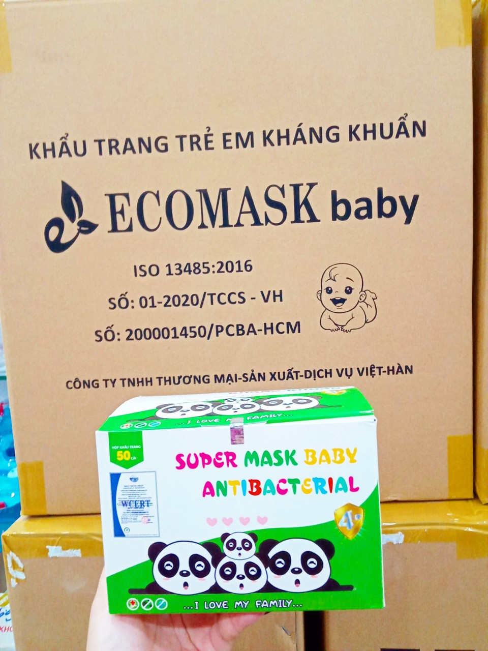 KHẨU TRANG Y TẾ EM BÉ CAO CẤP KHÁNG KHUẨN 4 LỚP ECOMASK (HỘP 50 CÁI) MÀU XANH