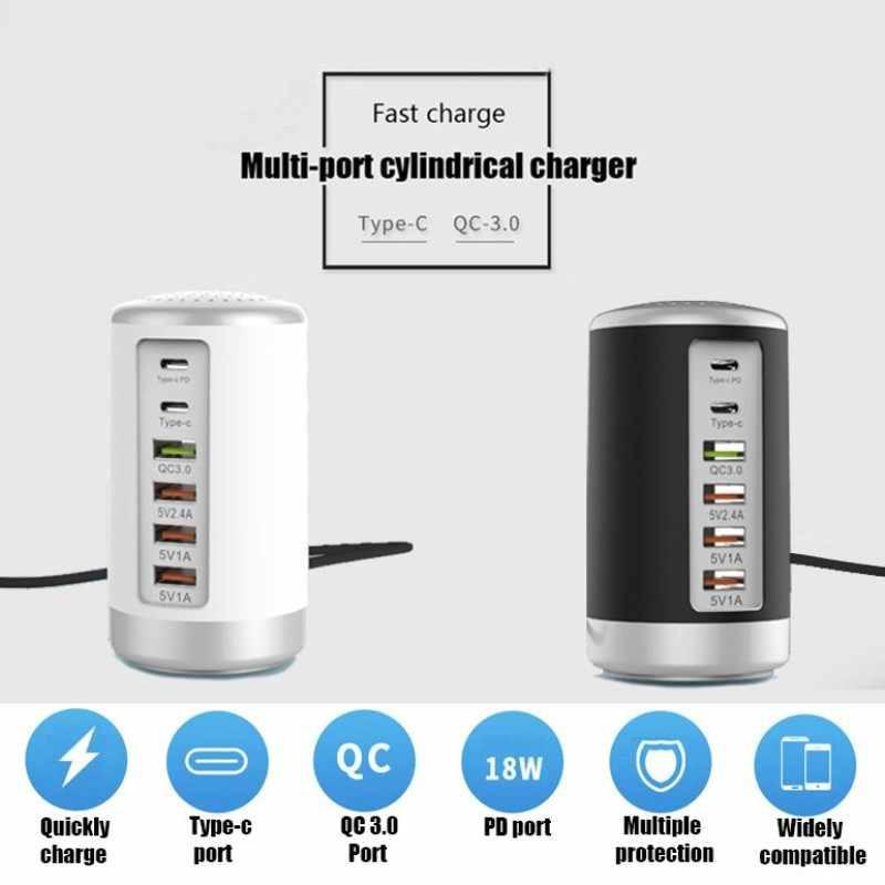 Bộ chia 6 cổng 65W USB Charger PD+QC3.0