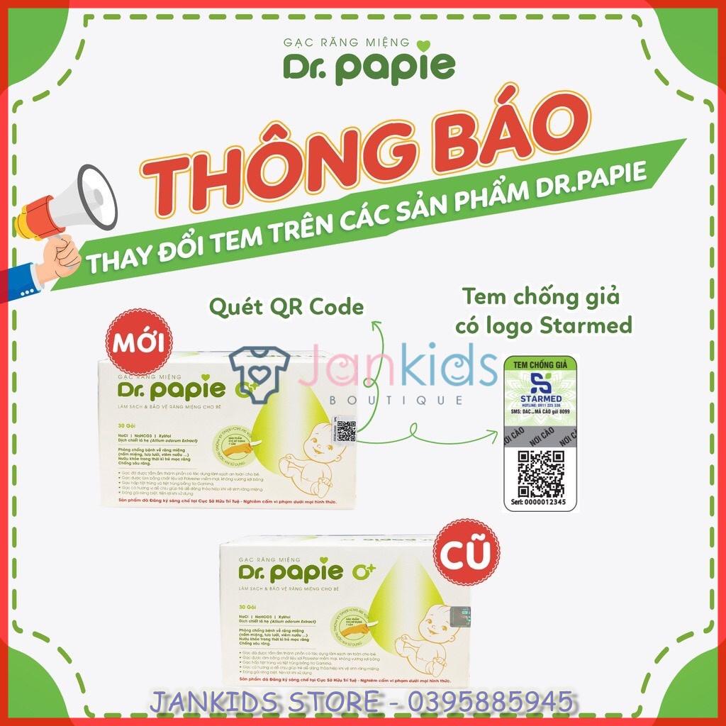 Hộp 30 miếng gạc rơ lưỡi DR PAPIE vệ sinh răng miệng cho bé