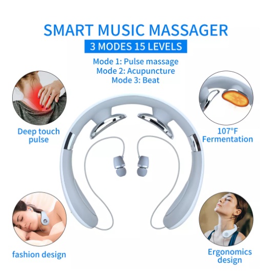 Máy Massage Cổ Tích Hợp Tai Nghe Bluetooth Neck Massage Music PRO