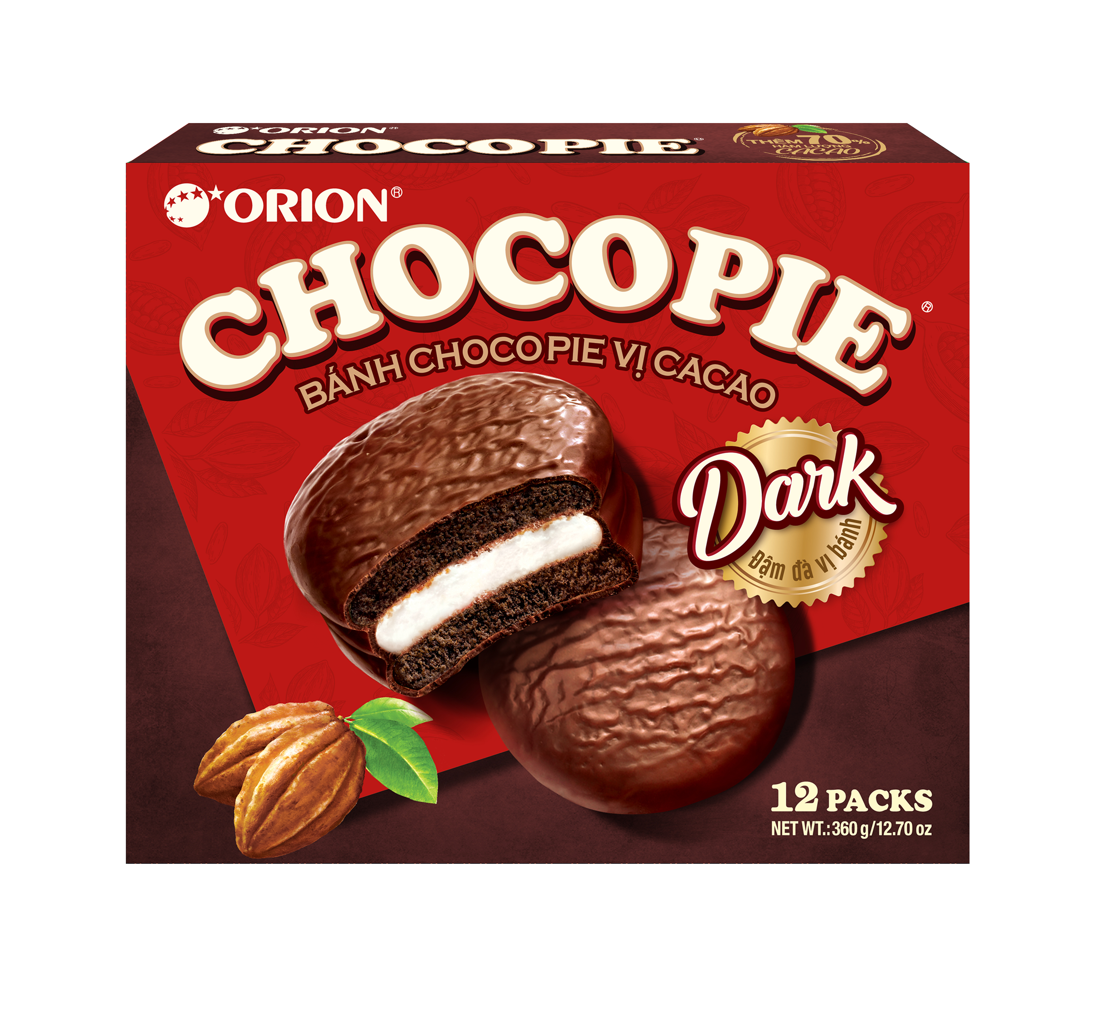 Combo 4 Hộp Bánh ChocoPie ĐẬM vị cacao Orion 360G