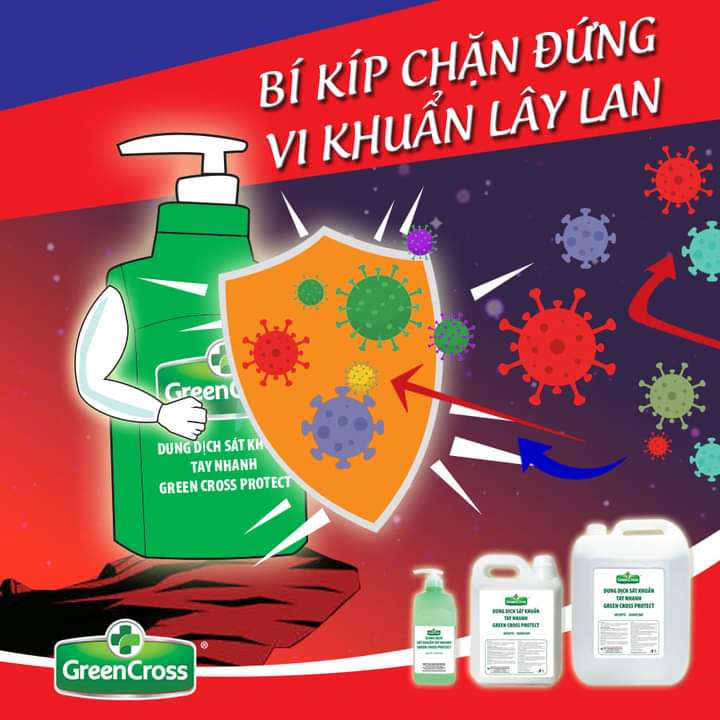 COMBO 2 CHAI 500ML SÁT KHUẨN TAY NHANH GREEN CROSS PROTECT - Tặng thêm 1 chai Green Cross 250ml Greentea