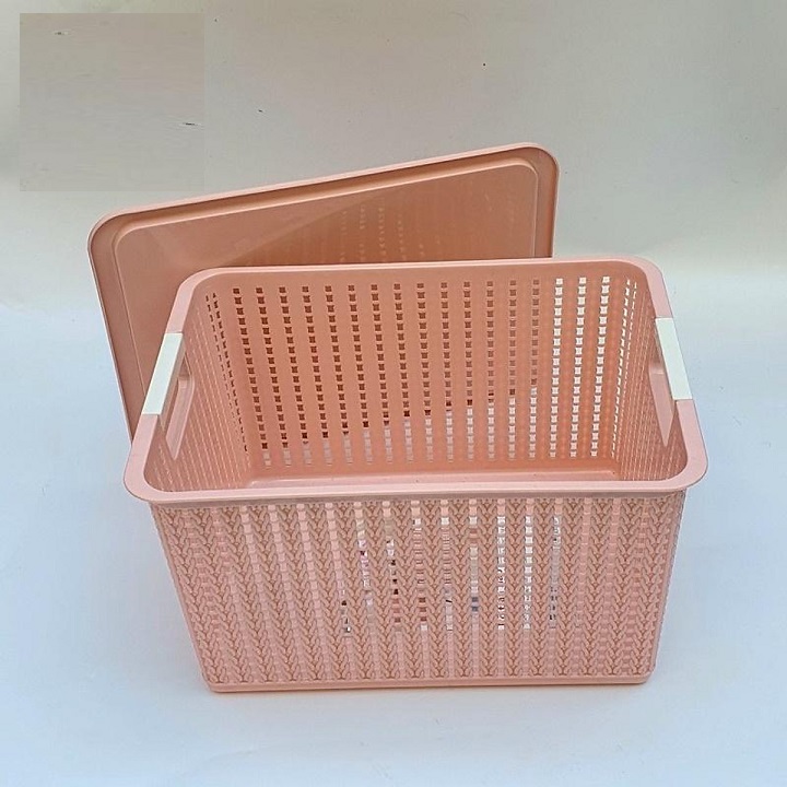 Giỏ nhựa có nắp 3 size đựng đồ đa năng tiết kiệm không gian nhà bếp phòng khách