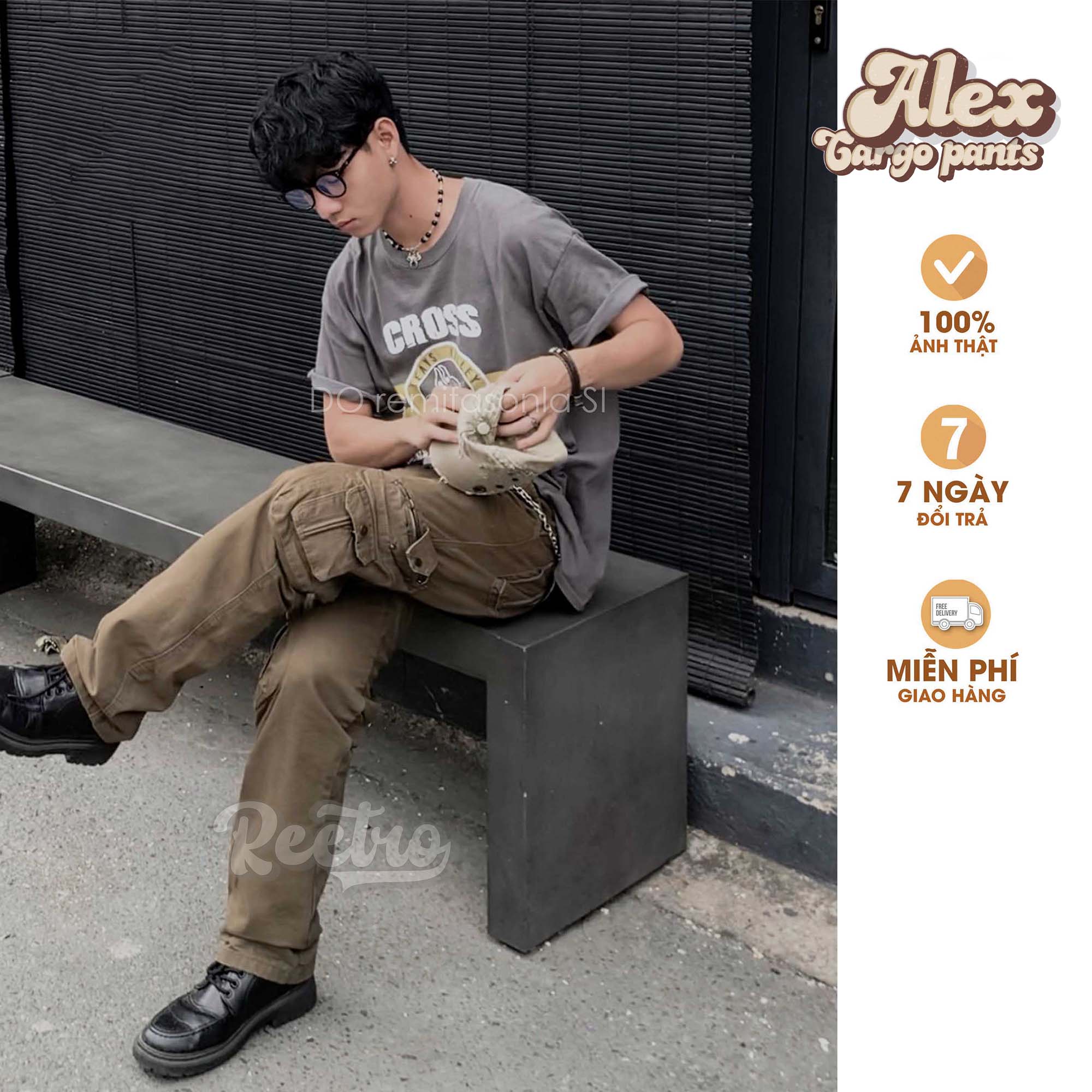Quần Kaki Túi Hộp Nam Nữ Alex Retro Ống Suông Rộng Chất Vải Dày Dặn Phong Cách Đường Phố