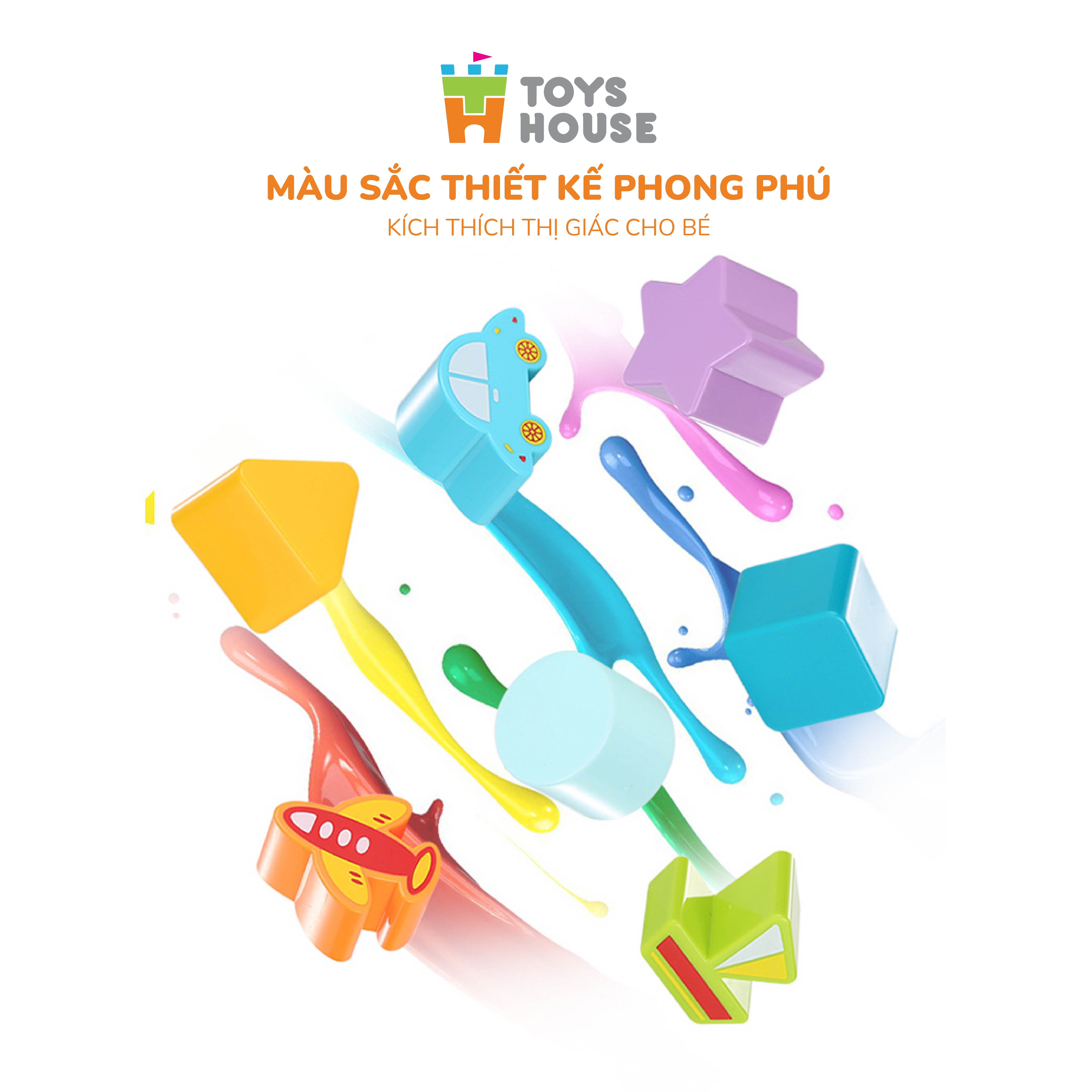 Đồ chơi giáo dục cho bé - ô tô thả khối kết hợp đàn gõ Xylophone ToysHouse HE8036 - màu xanh/hồng