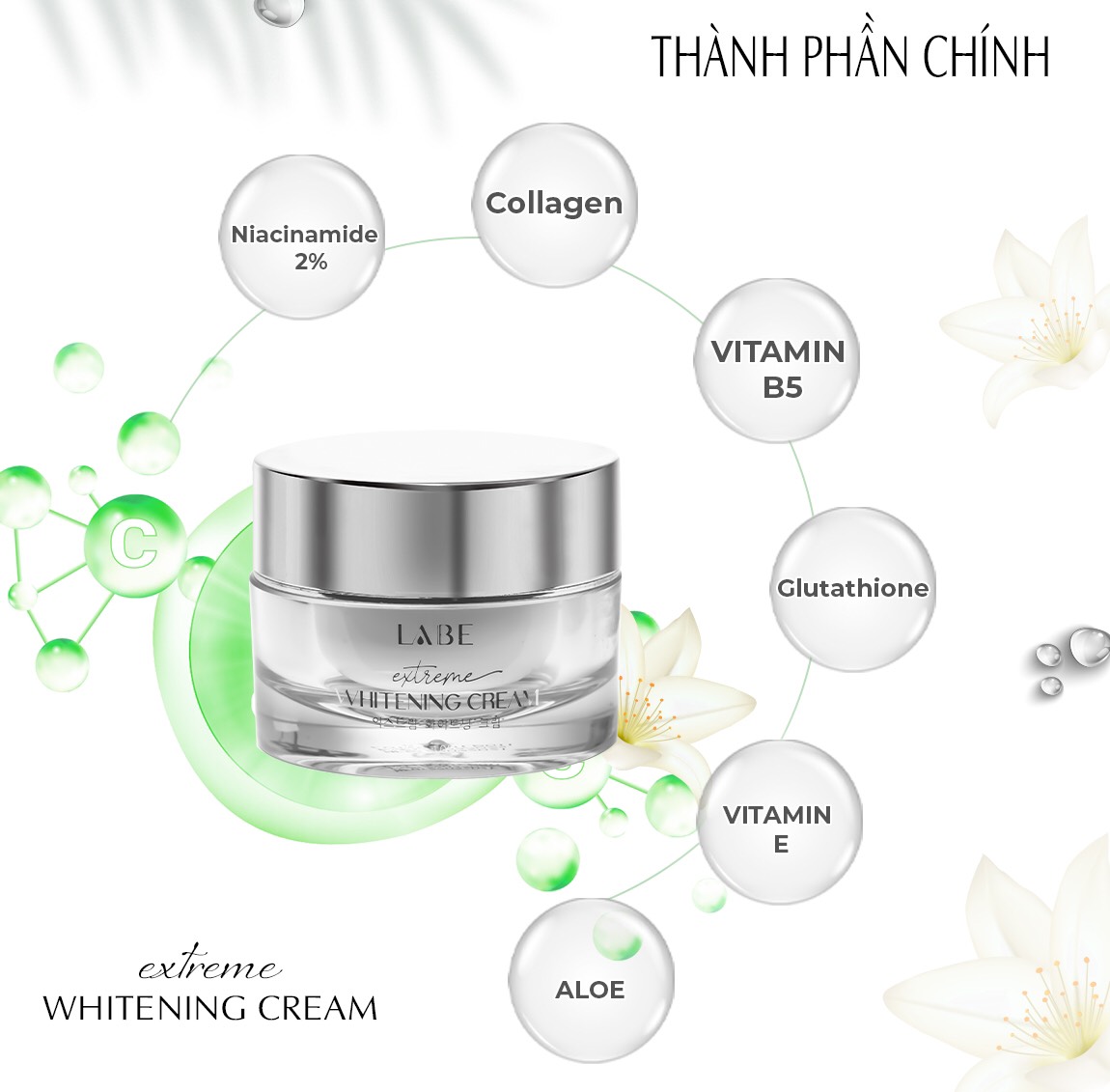 Kem dưỡng trắng da mờ thâm nám Extreme Whitening Cream 30g LABE