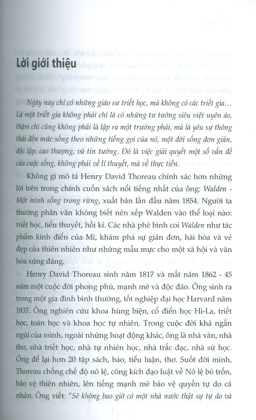 Walden - Một Mình Sống Trong Rừng (Tủ sách Tinh Hoa) - Ấn phẩm bỏ túi