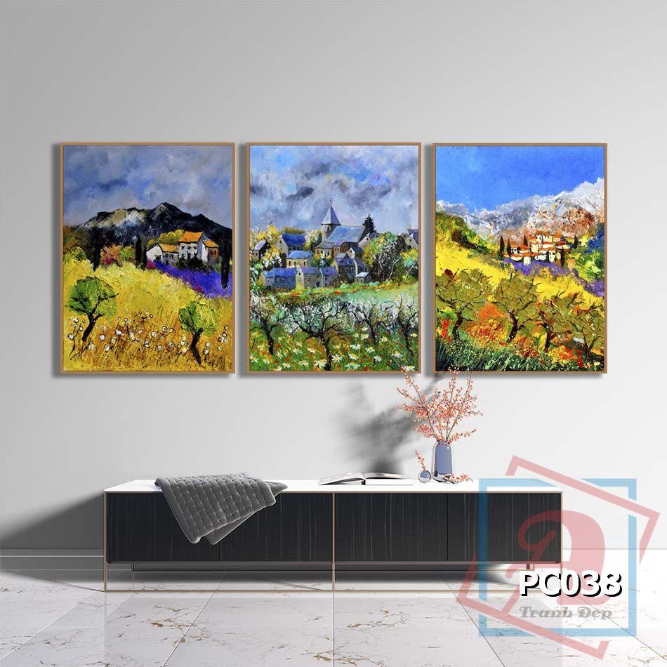 Bộ 3 tranh canvas phong cách sơn dầu - Phong cảnh Châu Âu - PC038