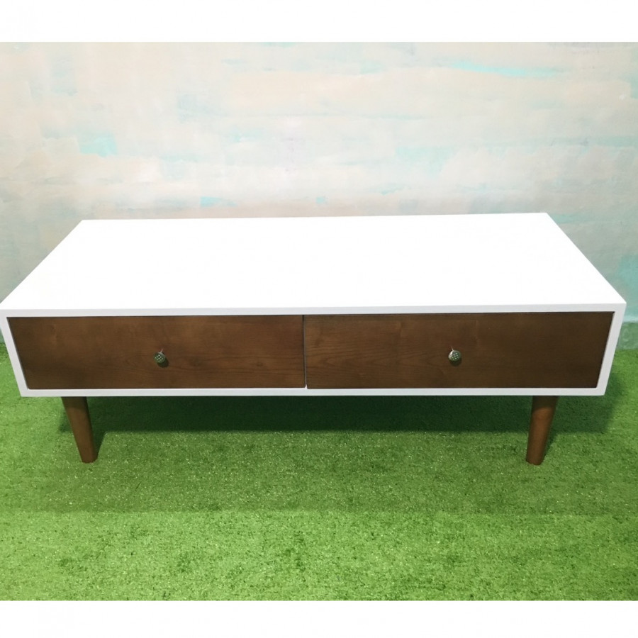 Bàn sofa hình hộp trắng có hộc kéo T619-2 KT120x50x43, bàn trà, bàn cafe, cà phê, coffee, bàn gỗ phòng khách