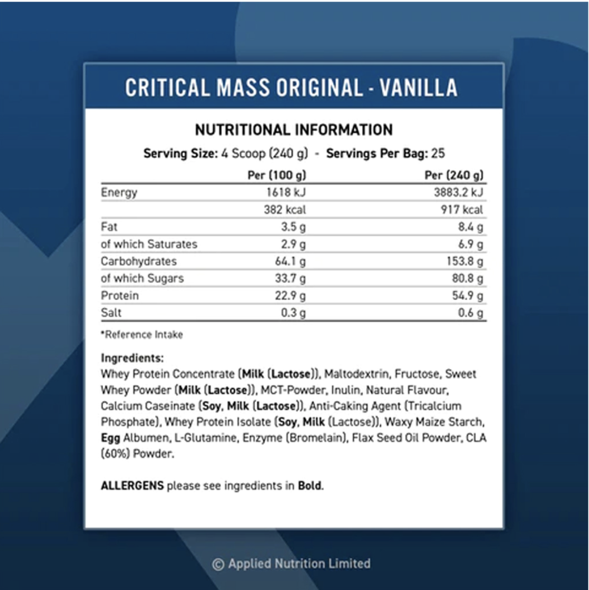 Critical Mass Applied Nutrion - Sữa Dinh Dưỡng Tăng Cân Nhanh Cao Cấp Cho Người Gầy - 6Kg 25 Lần Dùng