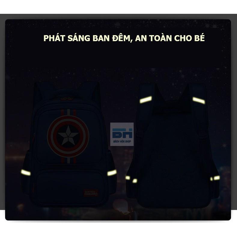 Balo Đội trưởng Mỹ cho học sinh cấp 1 - Cặp nhiều ngăn - Chất liệu chống nước, chống thấm