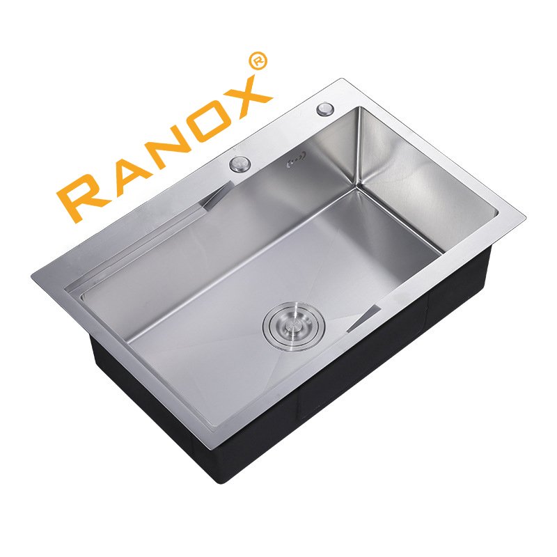 COMBO BỘ CHẬU RỬA BÁT INOX 1 NGĂN VÀ VÒI 2 ĐƯỜNG NƯỚC RANOX RN44581