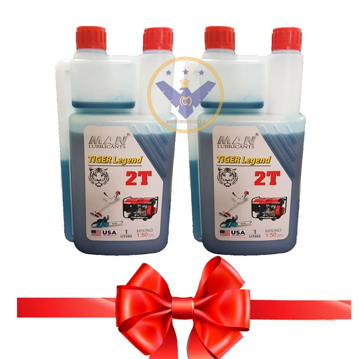 BỘ nhớt 2 thì Man Tiger Legend 2T lon 1L màu xanh