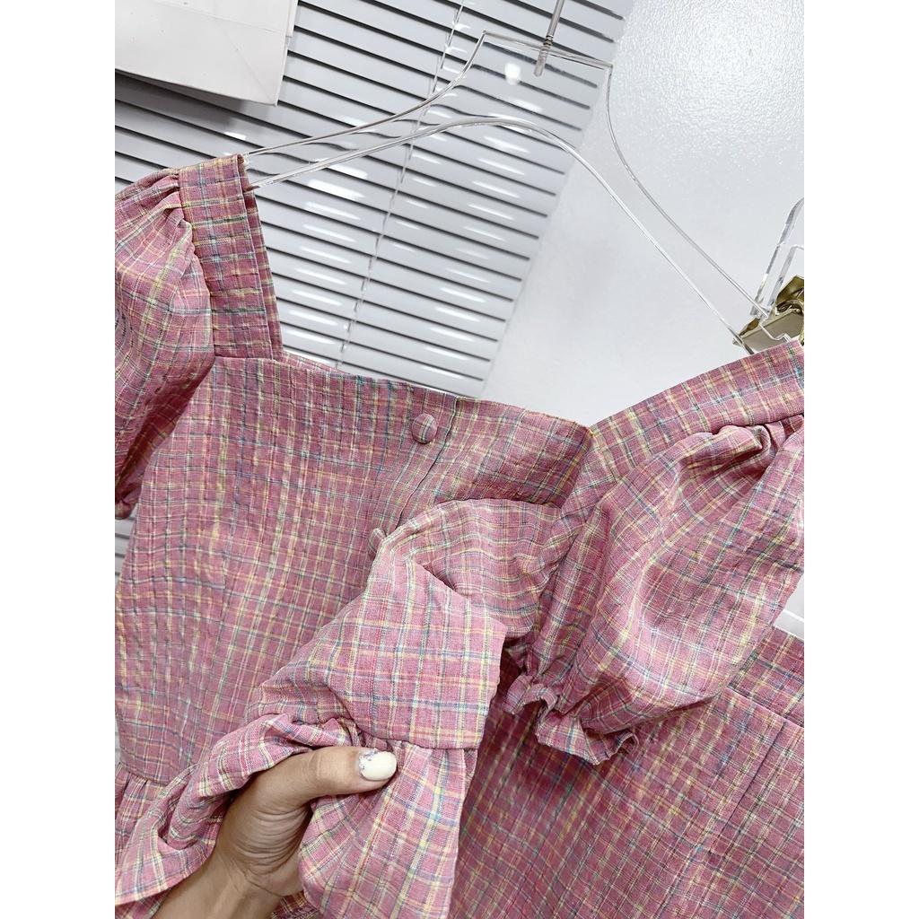 SET ĐI CHƠI, SET 2 MÓN ÁO CROPTOP CỔ VUÔNG TAY NGẮN BÈO PHỐI CHÂN VÁY CỰC XINH IU