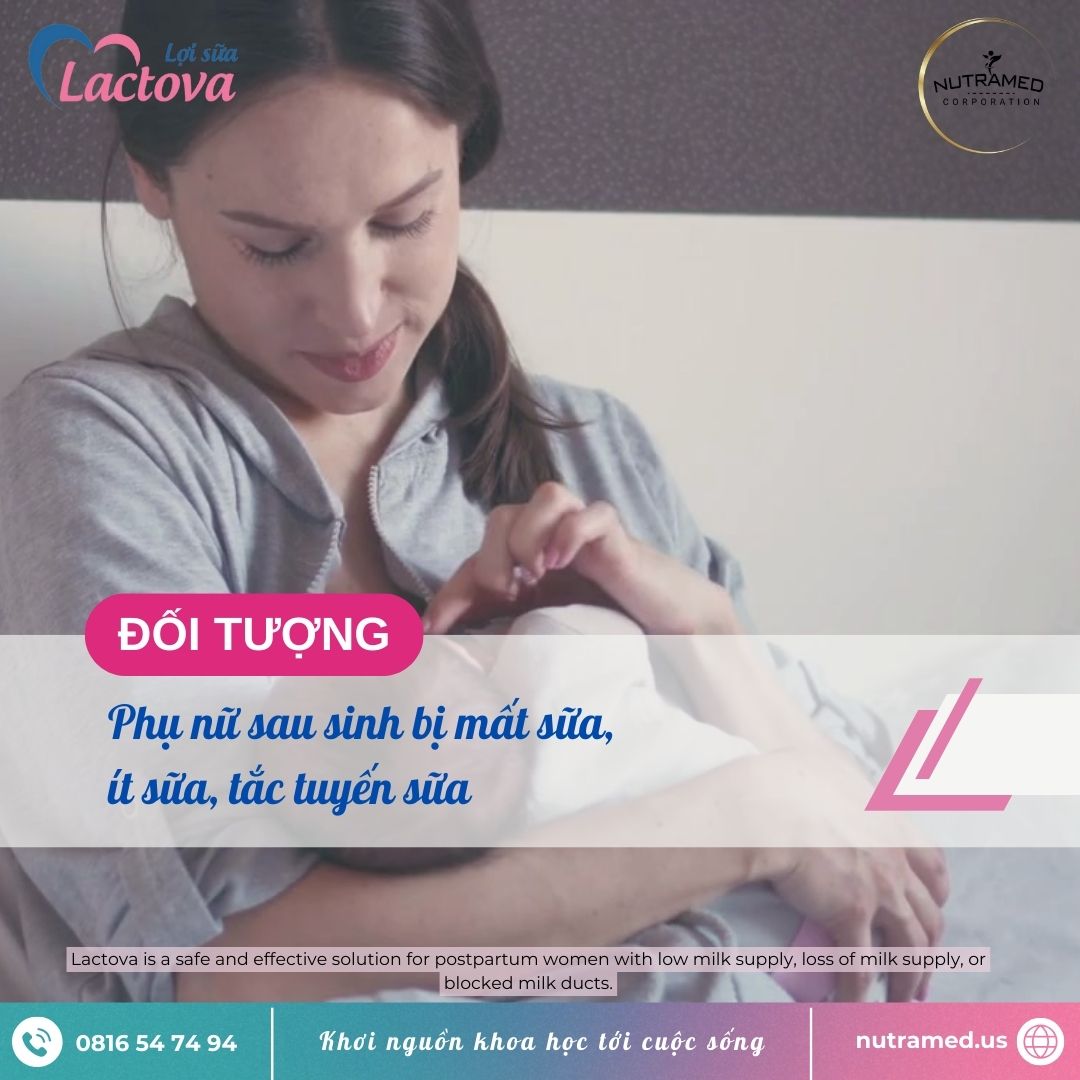 Cốm lợi sữa Lactova giảm tắc tuyến sữa, tăng tiết sữa và chất lượng sữa (Hộp 20 gói x 4000mg)