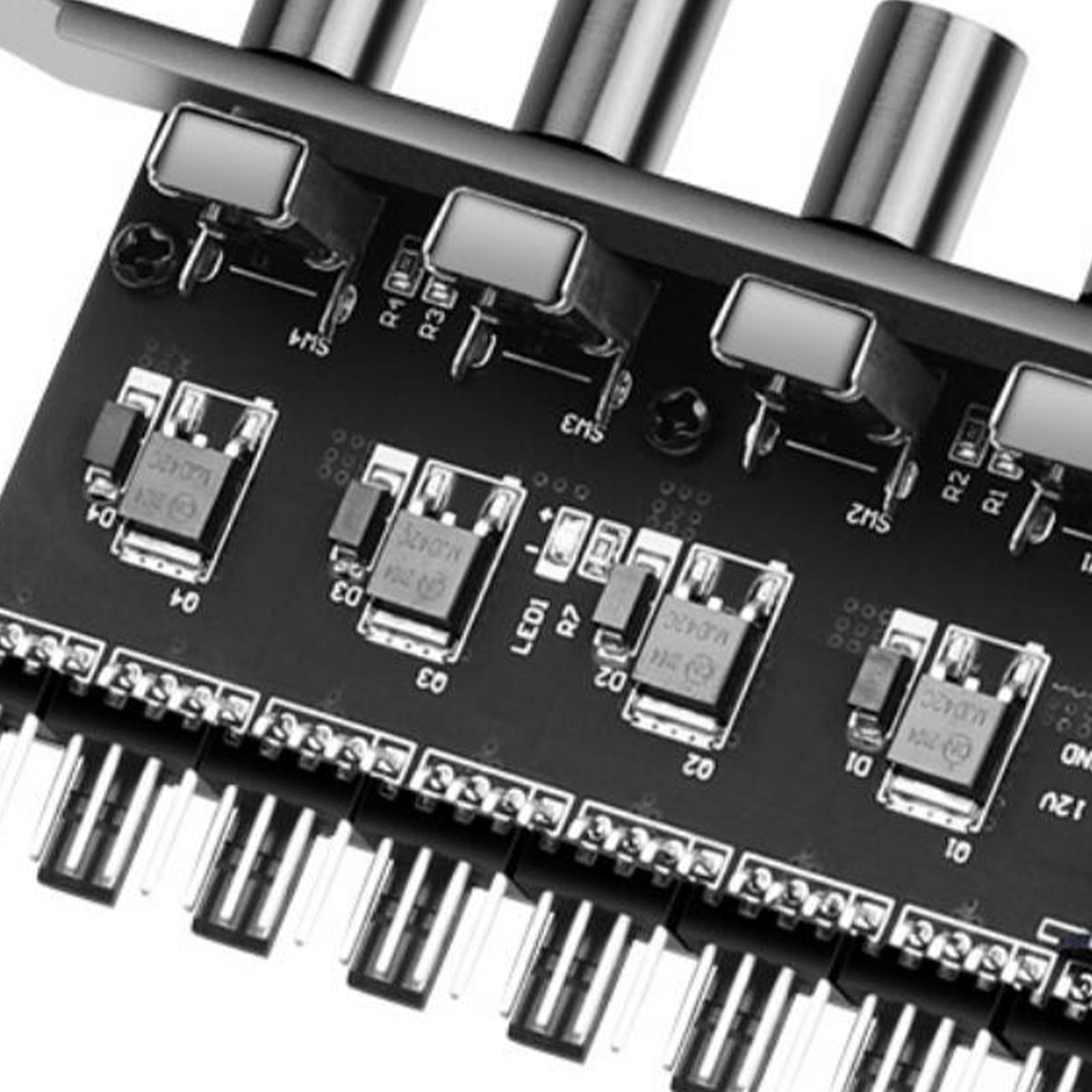 8 Way PC Case Cooling Fan Hub PC Fan Hub for PC Case Chassis Computer Adapter Regulator Splitter