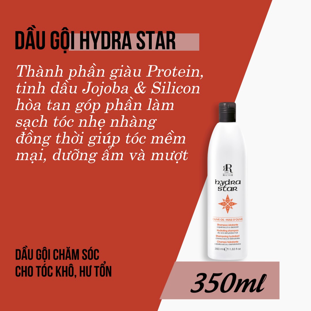 Dầu gội Ý chăm sóc tóc khô và hư tổn RRline Hydra Star Shampoo 350ml