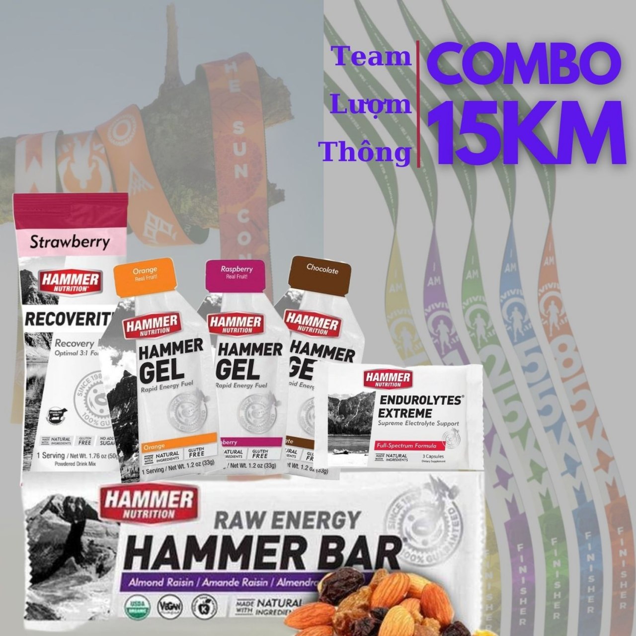 COMBO chạy trail 15km. Gel - dinh dưỡng - điện giải - hồi phục sau race