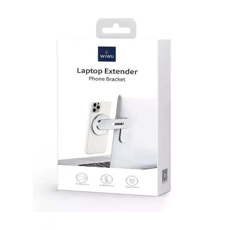 Giá đỡ từ tính magnet cho điện thoại và máy tính bảng hỗ trợ gắn lên cho Macbook / laptop hiệu WIWU Laptop Extender (Phiên bản dính chặt vào màn hình laptop và PC, có thể thu gọn, lực liên kết nam châm mạnh mẽ, xoay 90 độ) - Hàng nhập khẩu