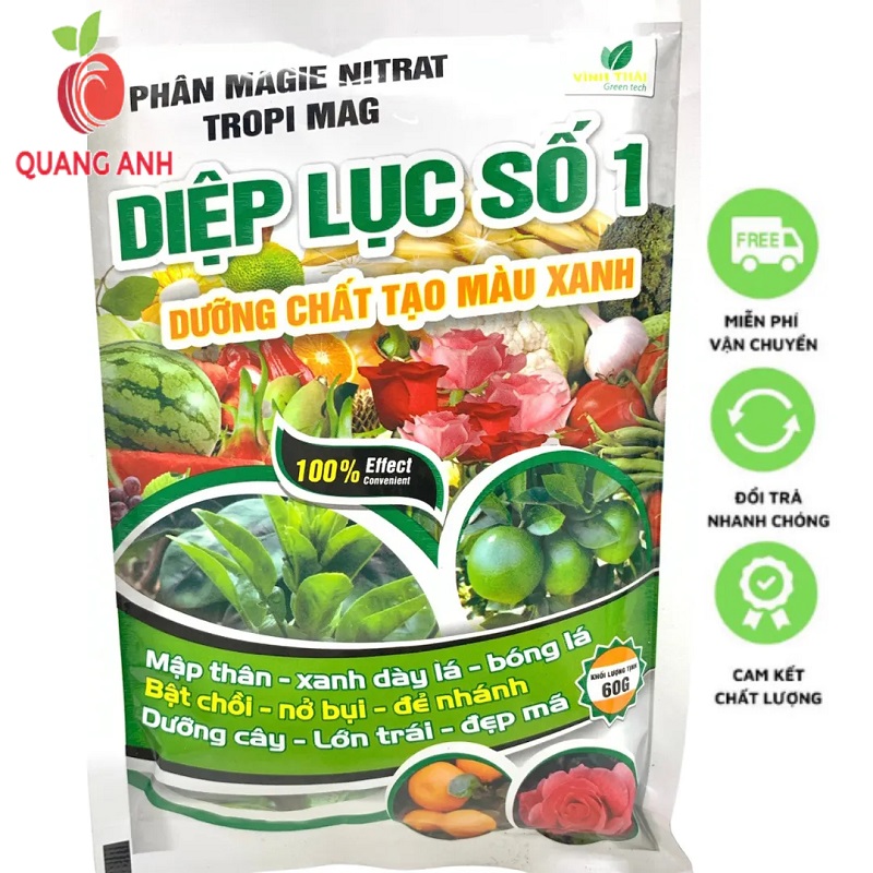 Phân Bón Diệp Lục Số 1 - Dưỡng Chất Tạo Xanh Lá MAGIE - Xanh Dày Lá, Mập Thân - Gói 60Gr