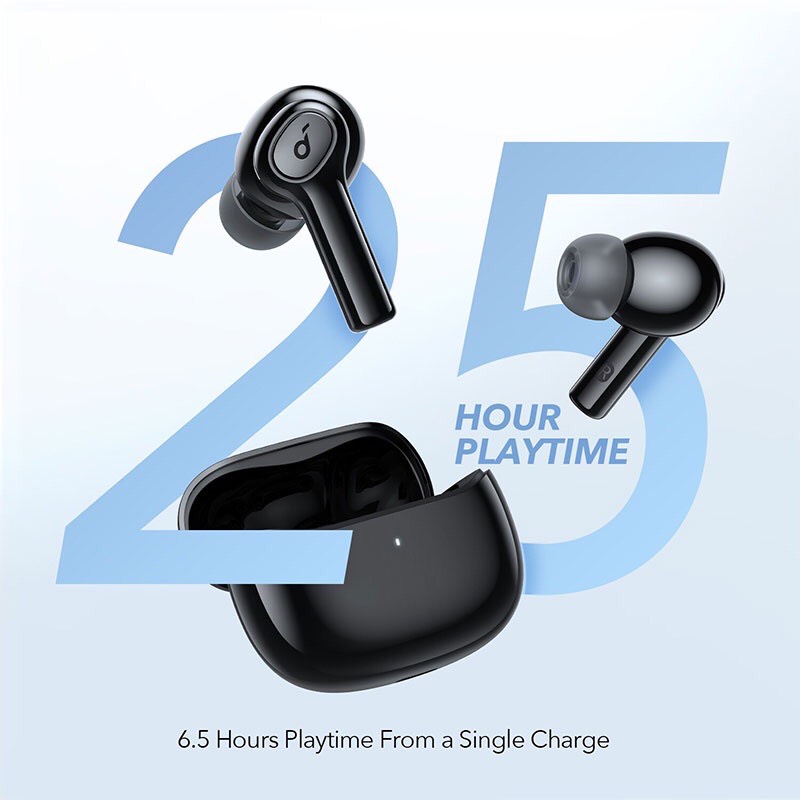 Tai Nghe Bluetooth SOUNDCORE R100 True Wireless, 25 Giờ Nghe Nhạc, Chống Nước IPX5, Tích Hợp 2 Mic, Công Nghệ BassUp, Sạc Nhanh - AN KER A3981