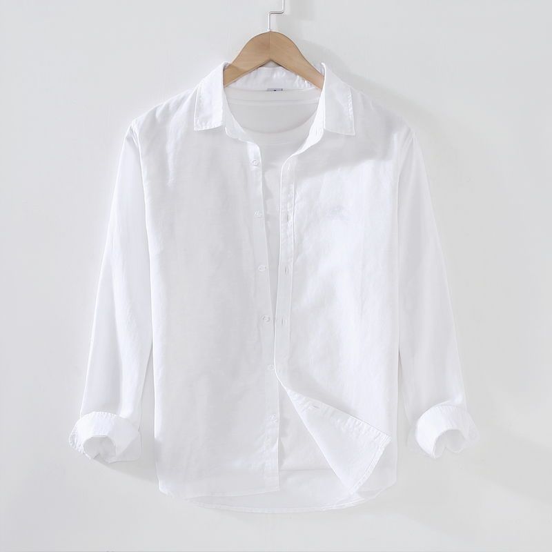 Sơ Mi Nam Đũi Linen Màu Trắng Đi Biển Đũi Việt MS08