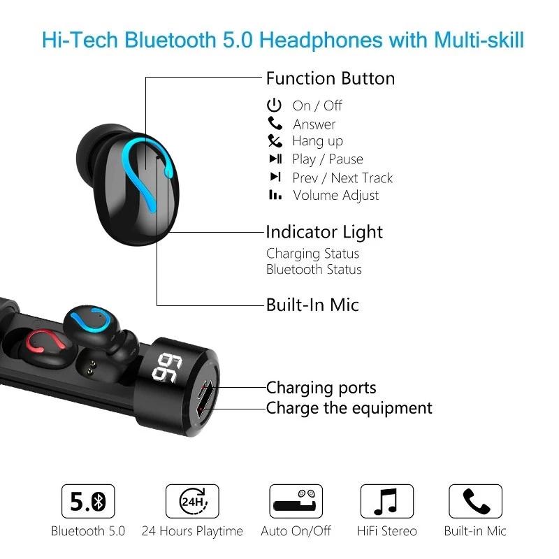Mới Q067 TWS Bluetooth Tai Nghe Có Mic Thể Thao Tai Màn Hình Hiển Thị Đèn LED Không Dây Tai Nghe HiFi Stereo Tai Nghe Nhét Tai Tai Nghe