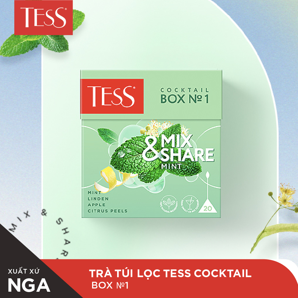 Trà ô long Tess Mix and Share vị bạc hà 20 gói/hộp