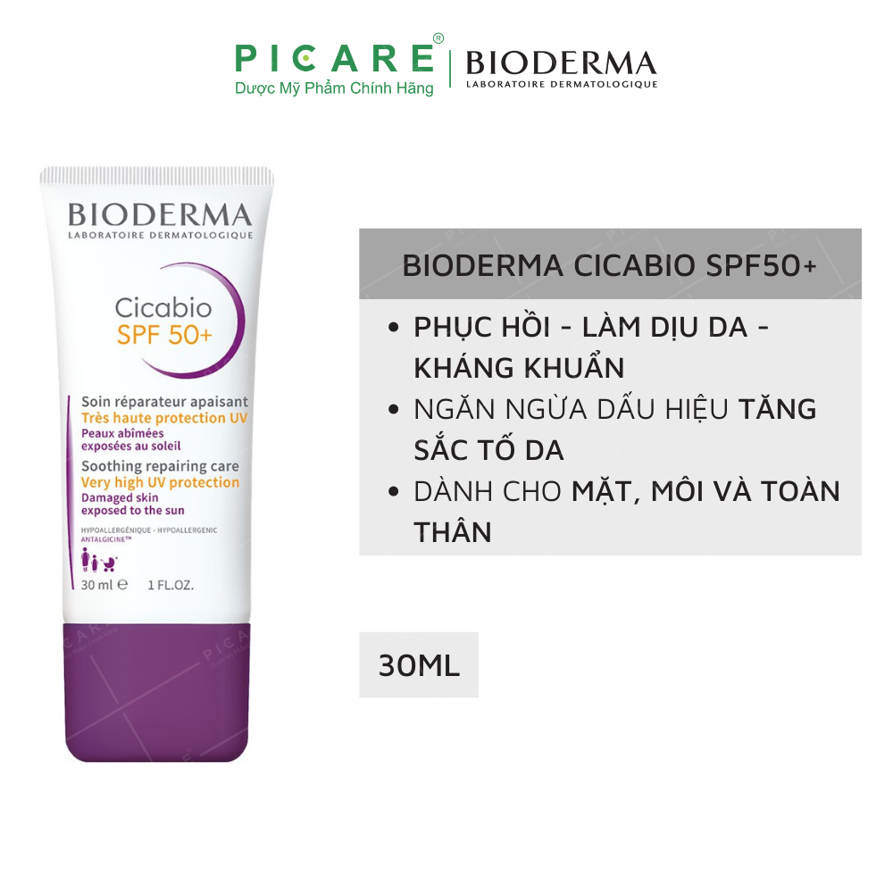 Kem Chống Nắng Phục Hồi Da Tổn Thương Và Hạn Chế Tăng Sắc Tố Sau Viêm Bioderma Cicabio Creme Spf50+ 30ml