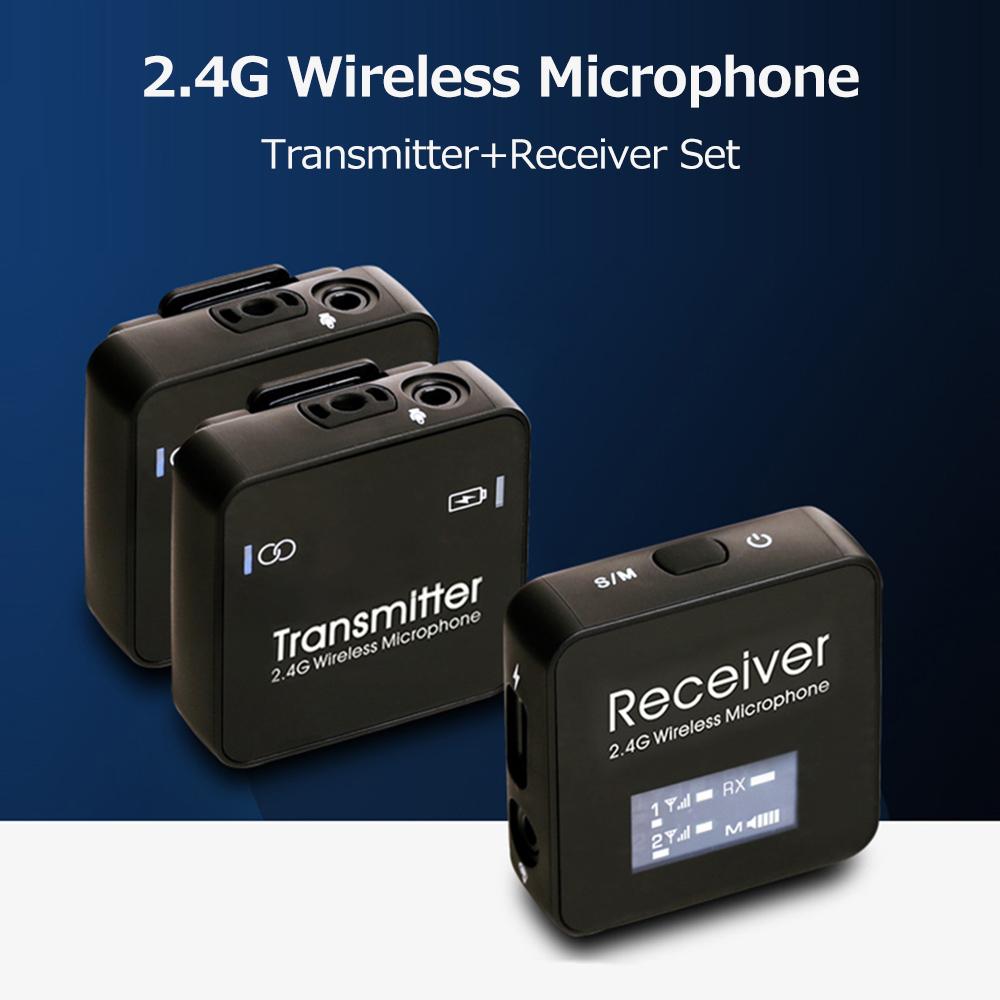 2.4G Wireless Clip-on Microphone Portable Microphone 70m Long Transmission Distance for Live Streaming Vlog Shooting