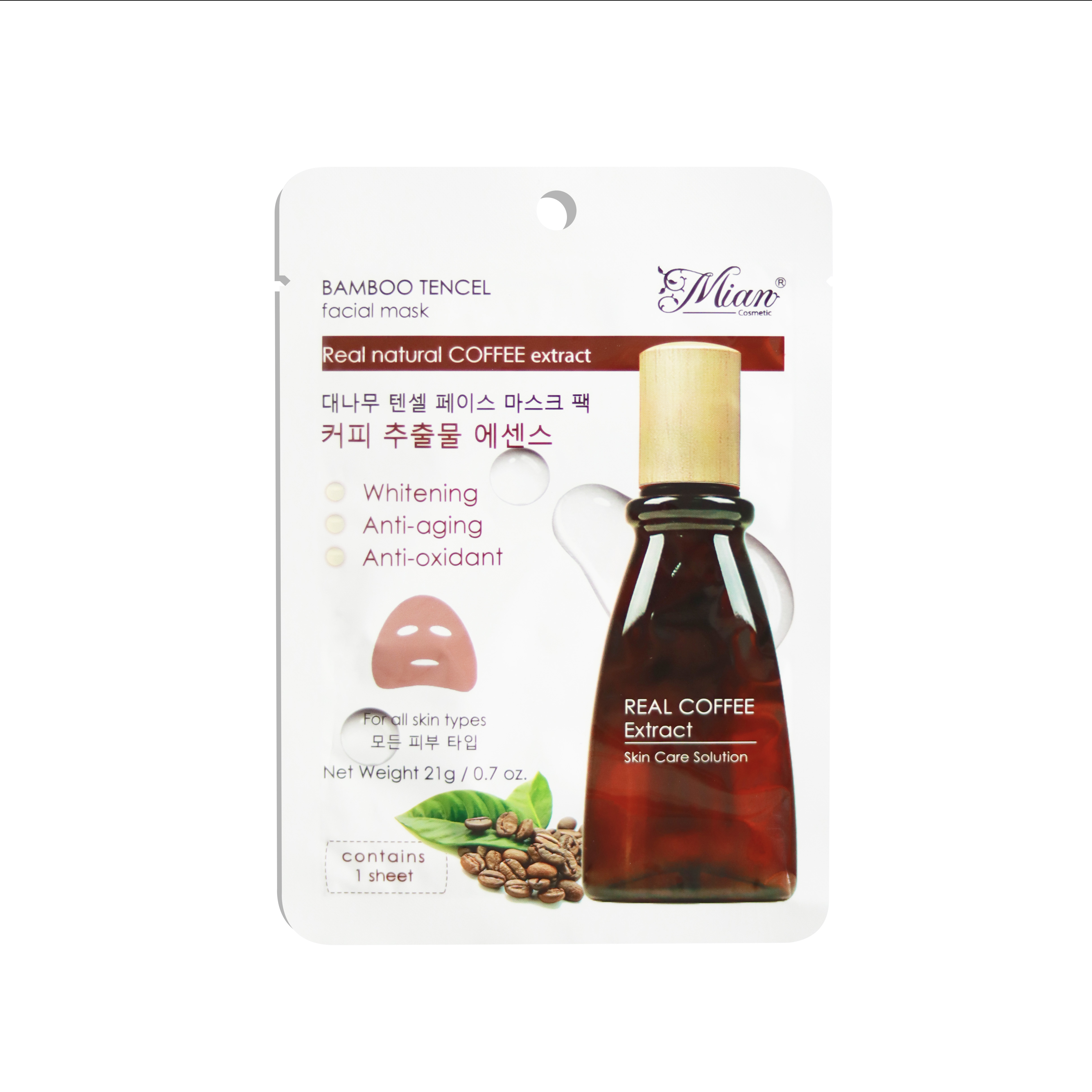 Mặt Nạ Dưỡng Da Mian Bamboo Tencel Mask Coffee Chiết Xuất Cà Phê 21g