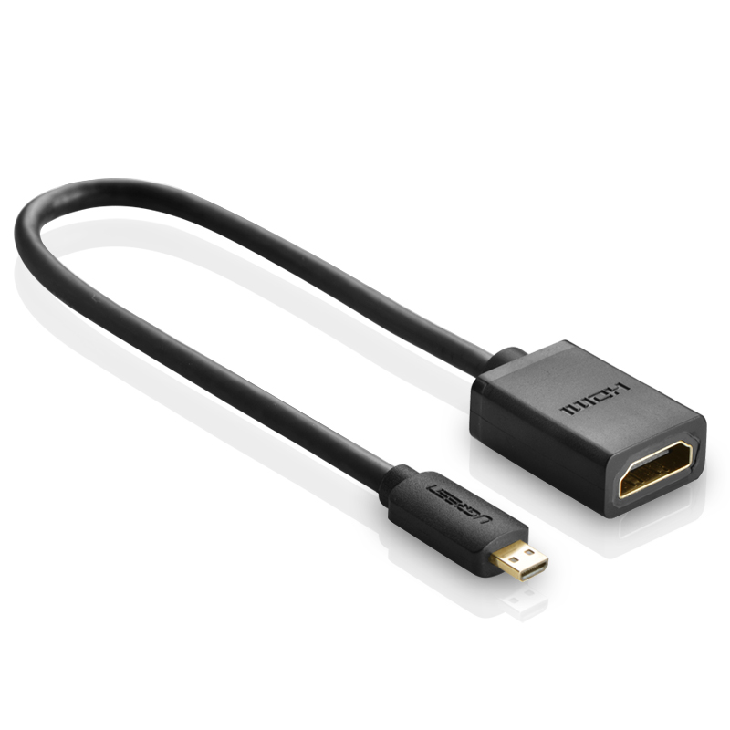 Cáp chuyển đổi micro HDMI đực sang HDMI cái dài 22cm UGREEN 20134 (màu đen) - Hàng chính hãng