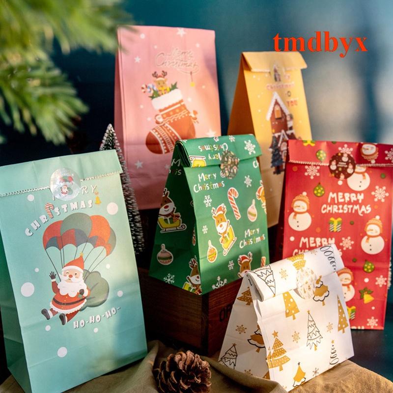 Set 24 Túi Giấy Đựng Bánh Kẹo Họa Tiết Giáng Sinh Dễ Thương
