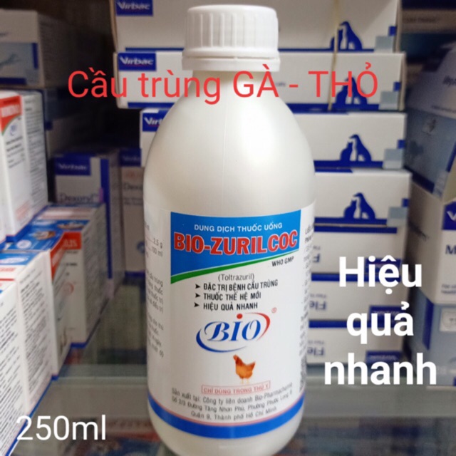 Bio Zuril Coc 250ml Cầu Trùng Thế Hệ Mới trên Vật Nuôi