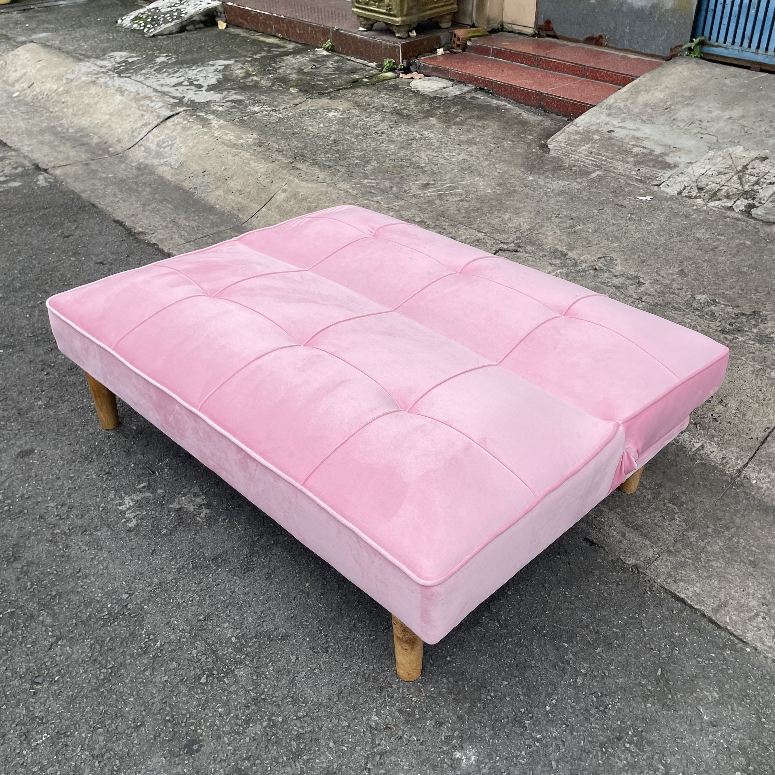 Ghế Sofa Mini 1m2 Vải Nhung Hồng Mềm Mịn Giao Hàng Toàn Quốc