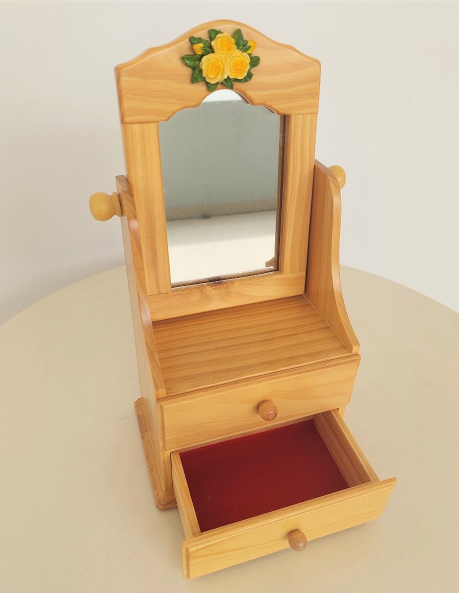Hộp Nữ Trang Gỗ Có Gương 2 Hộc 18x12x30 cm Trang Nhã - Hàng VN Xuất Khẩu